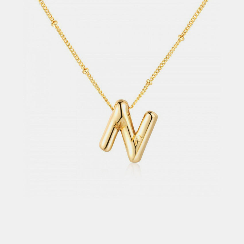 Gold - Plated Bubble Initial Necklace - 7DAY'S