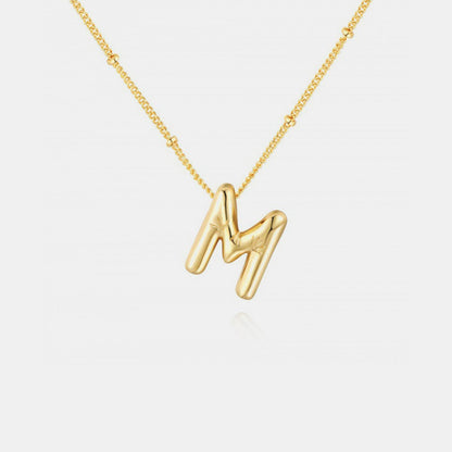 Gold - Plated Bubble Initial Necklace - 7DAY'S