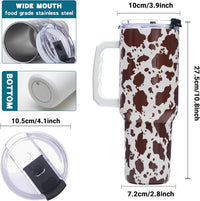 Gome 40 oz Camouflage Cow Print Tumbler with Handle - Insulated Stainless Steel Cow Cup with Lid and Straw - Keeps Drinks Cold and Hot, Birthday Gifts for Women - Hand Wash Only - 7DAY'S