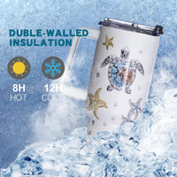 Gome 40 oz Sea Turtle Tumbler with Handle - Insulated Stainless Steel Ocean - Themed Cup with Lid and Straw - Keeps Drinks Cold and Hot,Birthday Gifts for Women - Hand Wash Only - 7DAY'S