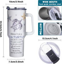 Gome 40 oz Sea Turtle Tumbler with Handle - Insulated Stainless Steel Ocean - Themed Cup with Lid and Straw - Keeps Drinks Cold and Hot,Birthday Gifts for Women - Hand Wash Only - 7DAY'S