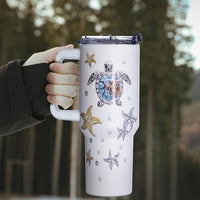 Gome 40 oz Sea Turtle Tumbler with Handle - Insulated Stainless Steel Ocean - Themed Cup with Lid and Straw - Keeps Drinks Cold and Hot,Birthday Gifts for Women - Hand Wash Only - 7DAY'S