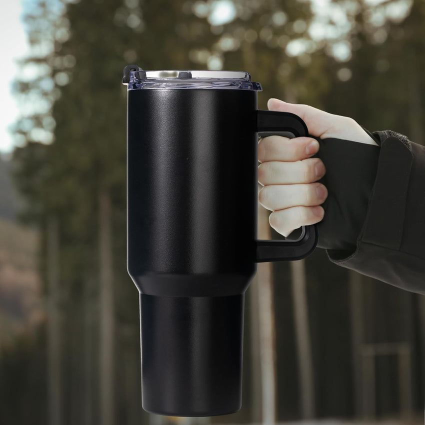 Gome 40 oz Tumbler with Handle Black - Stainless Steel Cup with Straw - Insulated Coffee Mug with Lid - Daisy Birthday Gifts for Women - Hand Wash Only - 7DAY'S