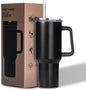 Gome 40 oz Tumbler with Handle Black - Stainless Steel Cup with Straw - Insulated Coffee Mug with Lid - Daisy Birthday Gifts for Women - Hand Wash Only - 7DAY'S