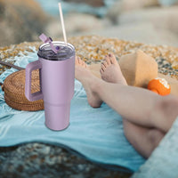 Gome 40 oz Tumbler with Handle - Stainless Steel Cup with Straw - Insulated Coffee Mug with Lid - Daisy Birthday Gifts for Women - Hand Wash Only Lavender purple - 7DAY'S