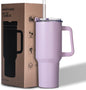 Gome 40 oz Tumbler with Handle - Stainless Steel Cup with Straw - Insulated Coffee Mug with Lid - Daisy Birthday Gifts for Women - Hand Wash Only Lavender purple - 7DAY'S