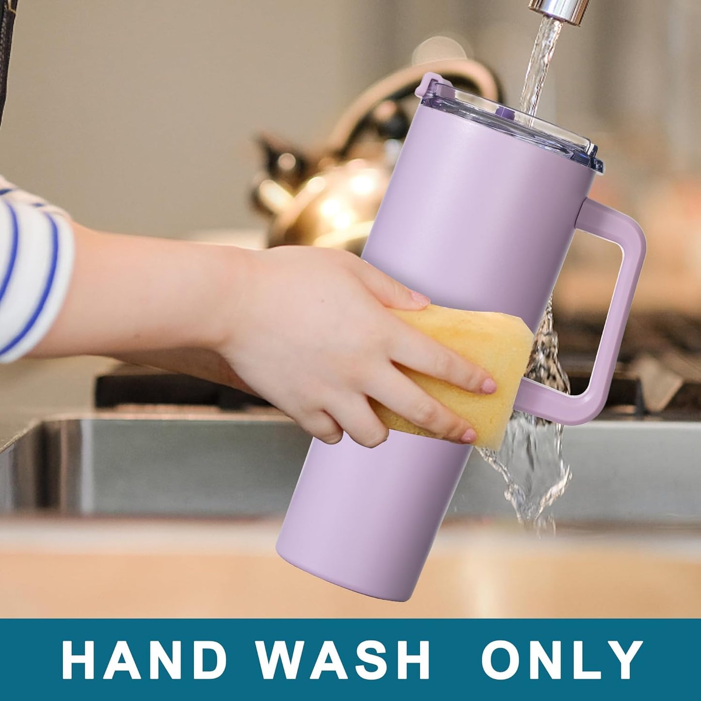 Gome 40 oz Tumbler with Handle - Stainless Steel Cup with Straw - Insulated Coffee Mug with Lid - Daisy Birthday Gifts for Women - Hand Wash Only Lavender purple - 7DAY'S