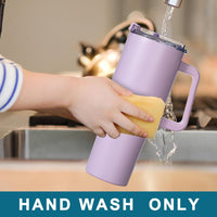 Gome 40 oz Tumbler with Handle - Stainless Steel Cup with Straw - Insulated Coffee Mug with Lid - Daisy Birthday Gifts for Women - Hand Wash Only Lavender purple - 7DAY'S