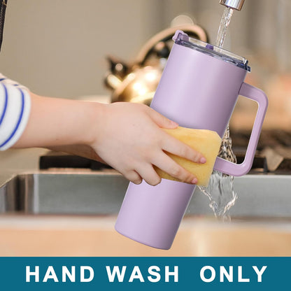 Gome 40 oz Tumbler with Handle - Stainless Steel Cup with Straw - Insulated Coffee Mug with Lid - Daisy Birthday Gifts for Women - Hand Wash Only Lavender purple - 7DAY'S