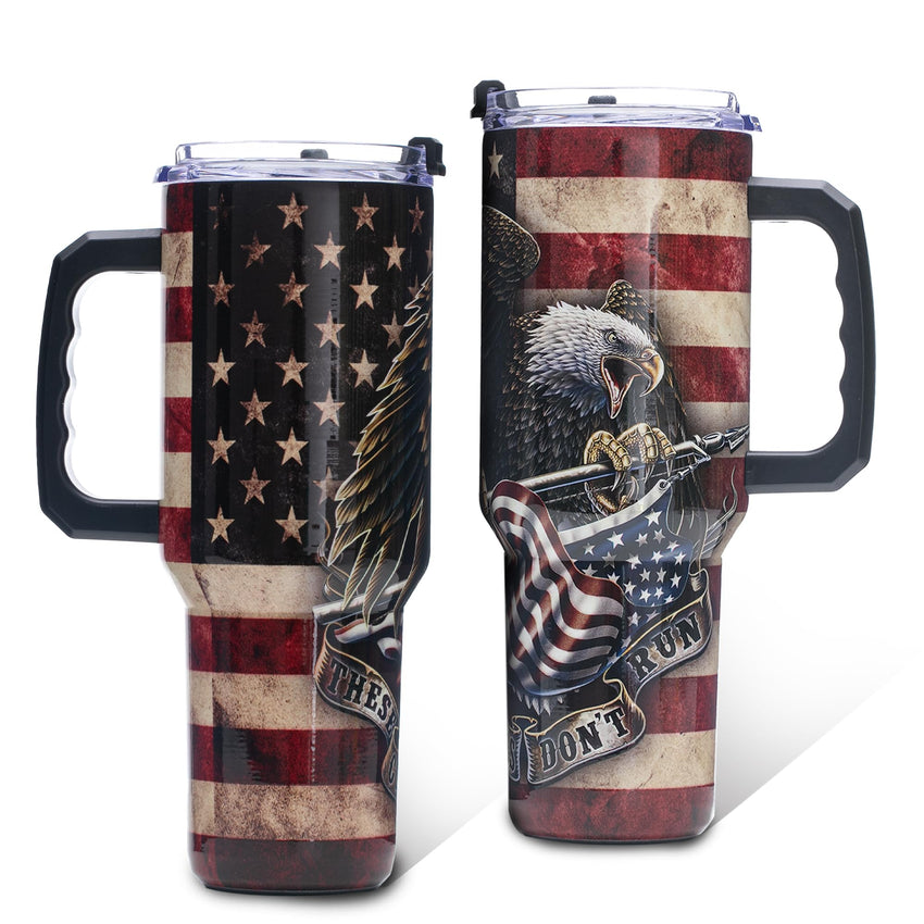 Gome 40oz American Flag & Eagle Tumbler – Patriotic 4th of July Gifts for Men, Veterans & Military, Insulated Stainless Steel Cup with Handle, Lid & Straw, Independence Day Gift for Dad - 7DAY'S