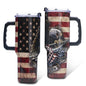 Gome 40oz American Flag & Eagle Tumbler – Patriotic 4th of July Gifts for Men, Veterans & Military, Insulated Stainless Steel Cup with Handle, Lid & Straw, Independence Day Gift for Dad - 7DAY'S