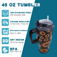 Gome 40oz American Flag & Eagle Tumbler – Patriotic 4th of July Gifts for Men, Veterans & Military, Insulated Stainless Steel Cup with Handle, Lid & Straw, Independence Day Gift for Dad - 7DAY'S