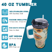Gome 40oz American Flag & Eagle Tumbler – Patriotic 4th of July Gifts for Men, Veterans & Military, Insulated Stainless Steel Cup with Handle, Lid & Straw, Independence Day Gift for Dad - 7DAY'S