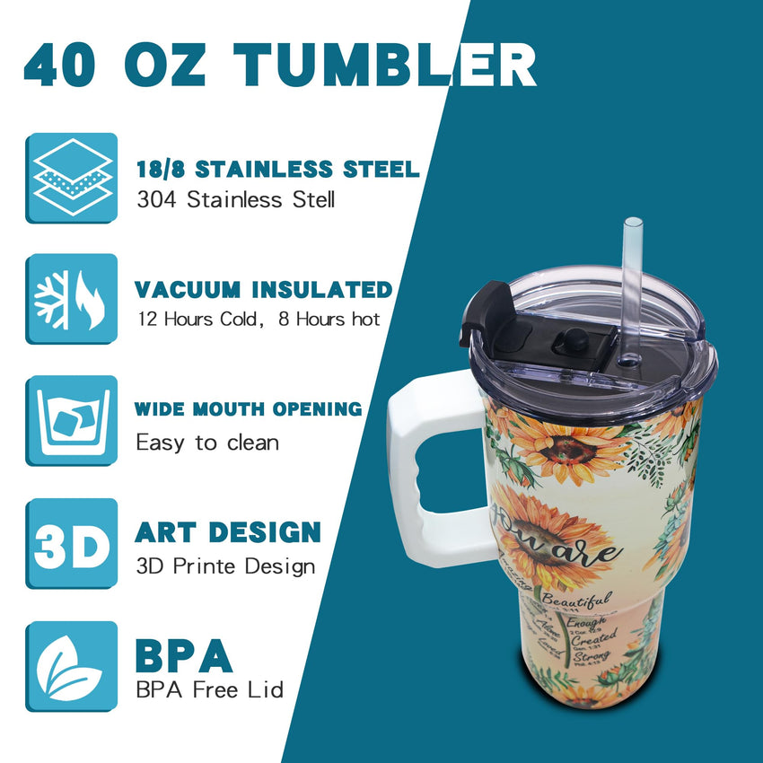 Gome 40oz American Flag & Eagle Tumbler – Patriotic 4th of July Gifts for Men, Veterans & Military, Insulated Stainless Steel Cup with Handle, Lid & Straw, Independence Day Gift for Dad - 7DAY'S