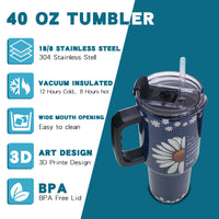 Gome 40oz American Flag & Eagle Tumbler – Patriotic 4th of July Gifts for Men, Veterans & Military, Insulated Stainless Steel Cup with Handle, Lid & Straw, Independence Day Gift for Dad - 7DAY'S