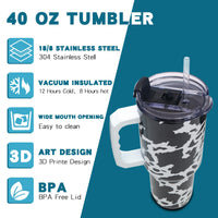 Gome 40oz American Flag & Eagle Tumbler – Patriotic 4th of July Gifts for Men, Veterans & Military, Insulated Stainless Steel Cup with Handle, Lid & Straw, Independence Day Gift for Dad - 7DAY'S