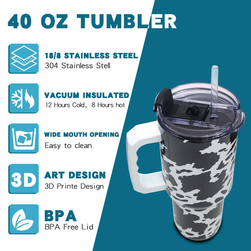 Gome 40oz American Flag & Eagle Tumbler – Patriotic 4th of July Gifts for Men, Veterans & Military, Insulated Stainless Steel Cup with Handle, Lid & Straw, Independence Day Gift for Dad - 7DAY'S