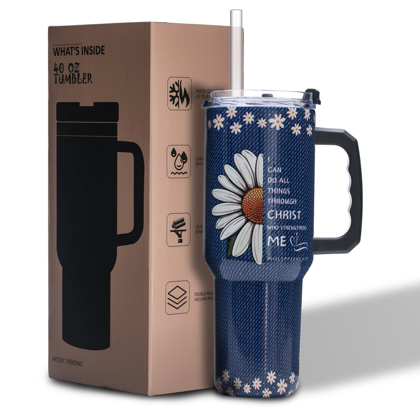Gome 40oz American Flag & Eagle Tumbler – Patriotic 4th of July Gifts for Men, Veterans & Military, Insulated Stainless Steel Cup with Handle, Lid & Straw, Independence Day Gift for Dad - 7DAY'S