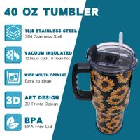 Gome 40oz American Flag & Eagle Tumbler – Patriotic 4th of July Gifts for Men, Veterans & Military, Insulated Stainless Steel Cup with Handle, Lid & Straw, Independence Day Gift for Dad - 7DAY'S
