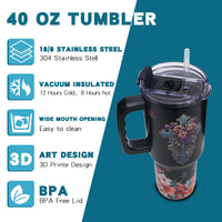 Gome 40oz American Flag & Eagle Tumbler – Patriotic 4th of July Gifts for Men, Veterans & Military, Insulated Stainless Steel Cup with Handle, Lid & Straw, Independence Day Gift for Dad - 7DAY'S