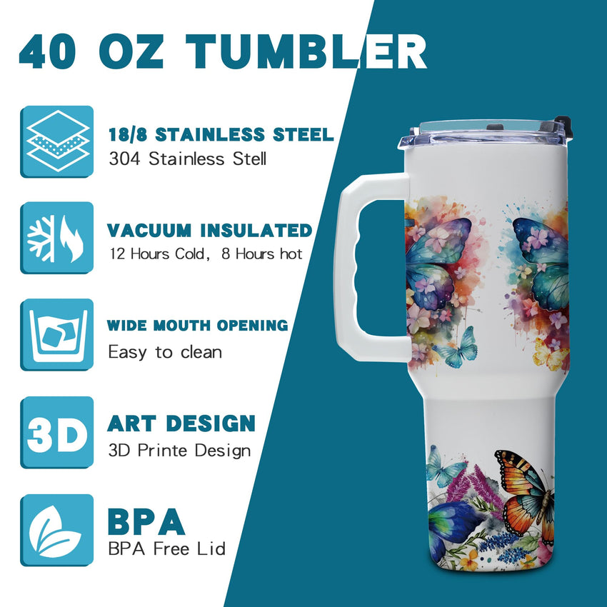 Gome 40oz American Flag & Eagle Tumbler – Patriotic 4th of July Gifts for Men, Veterans & Military, Insulated Stainless Steel Cup with Handle, Lid & Straw, Independence Day Gift for Dad - 7DAY'S