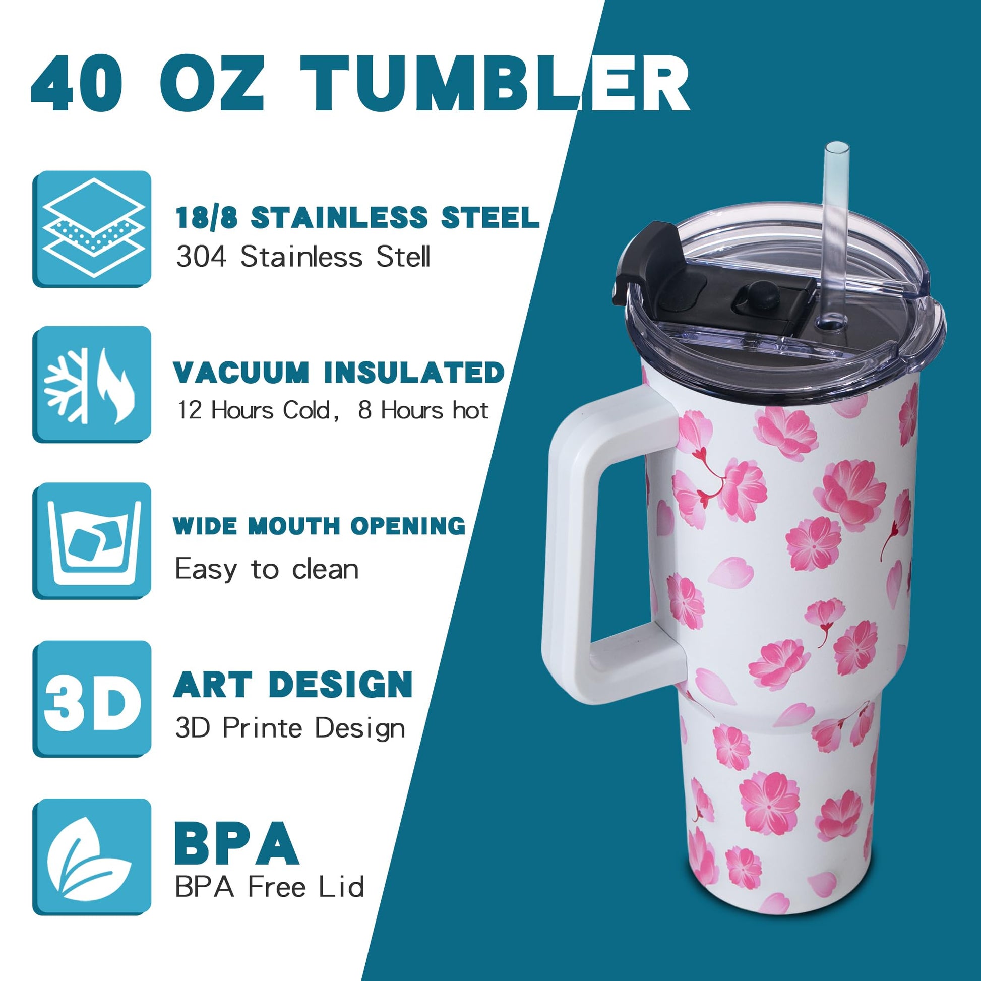 Gome 40oz Neon Gaming Tumbler - Gamer Gifts for Men & Boys - Birthday Gifts for Game Lovers, Boyfriend Insulated Stainless Steel Gamer Cup with Handle - 7DAY'S