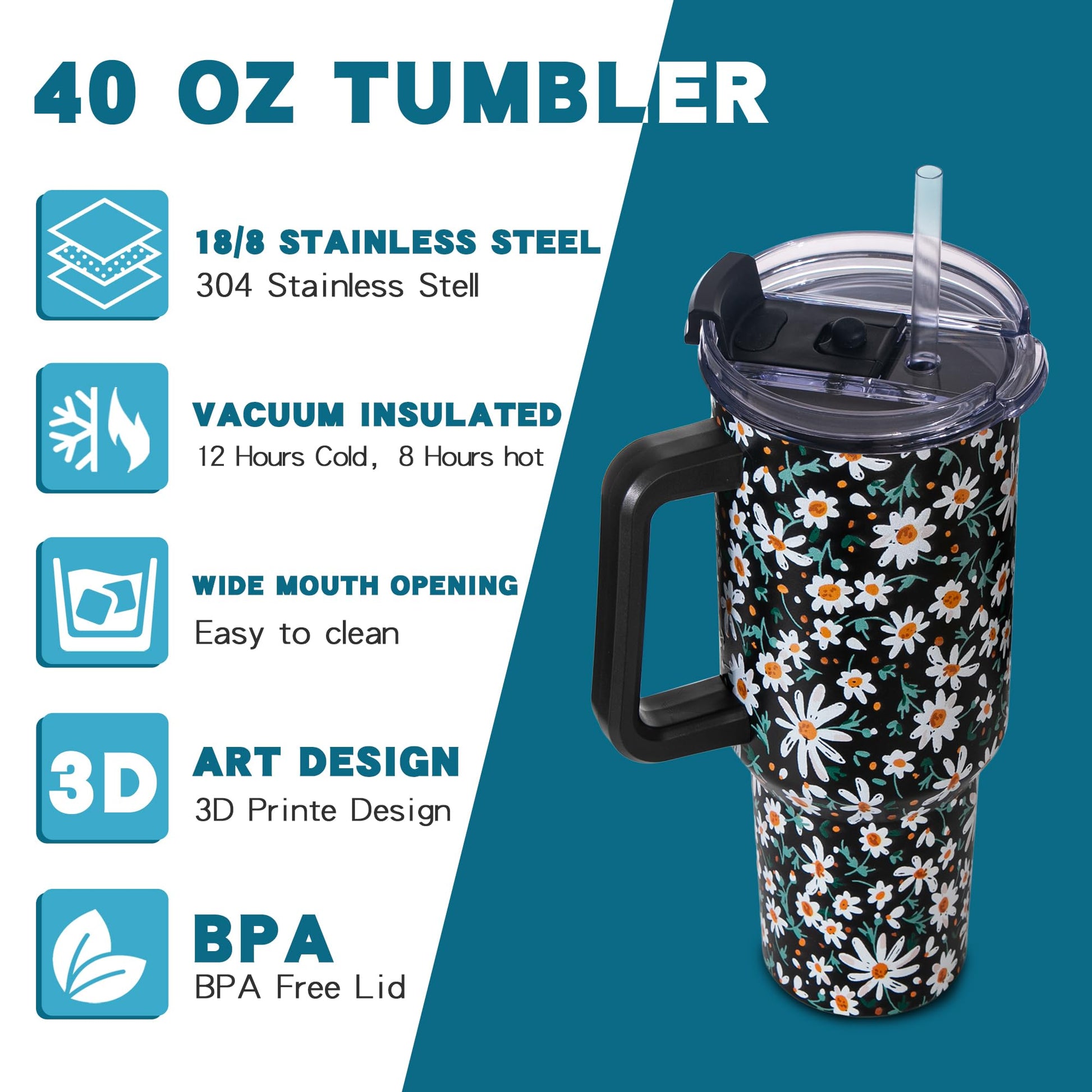 Gome 40oz Neon Gaming Tumbler - Gamer Gifts for Men & Boys - Birthday Gifts for Game Lovers, Boyfriend Insulated Stainless Steel Gamer Cup with Handle - 7DAY'S