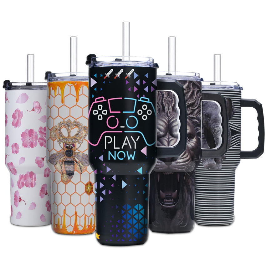 Gome 40oz Neon Gaming Tumbler - Gamer Gifts for Men & Boys - Birthday Gifts for Game Lovers, Boyfriend Insulated Stainless Steel Gamer Cup with Handle - 7DAY'S
