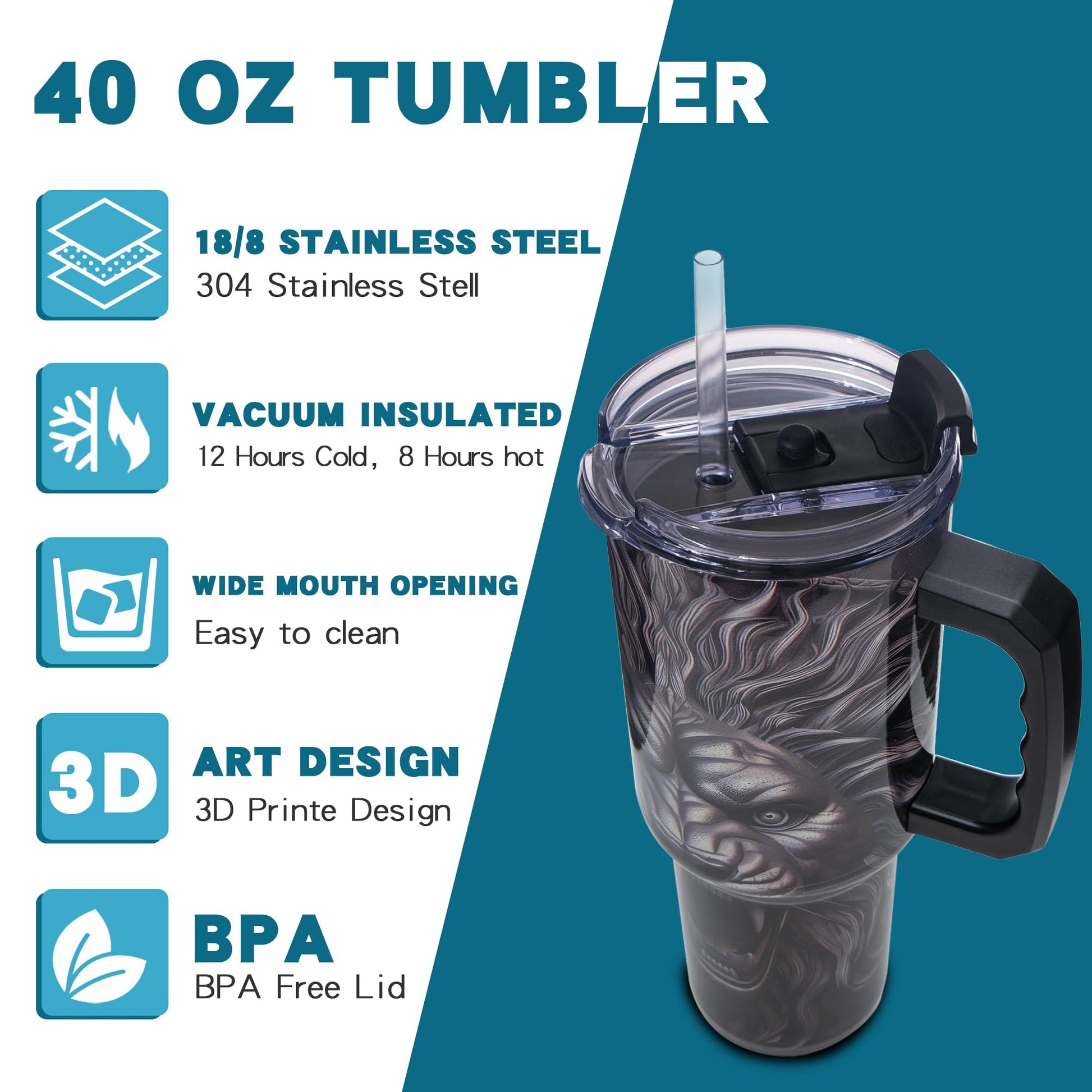Gome 40oz Neon Gaming Tumbler - Gamer Gifts for Men & Boys - Birthday Gifts for Game Lovers, Boyfriend Insulated Stainless Steel Gamer Cup with Handle - 7DAY'S
