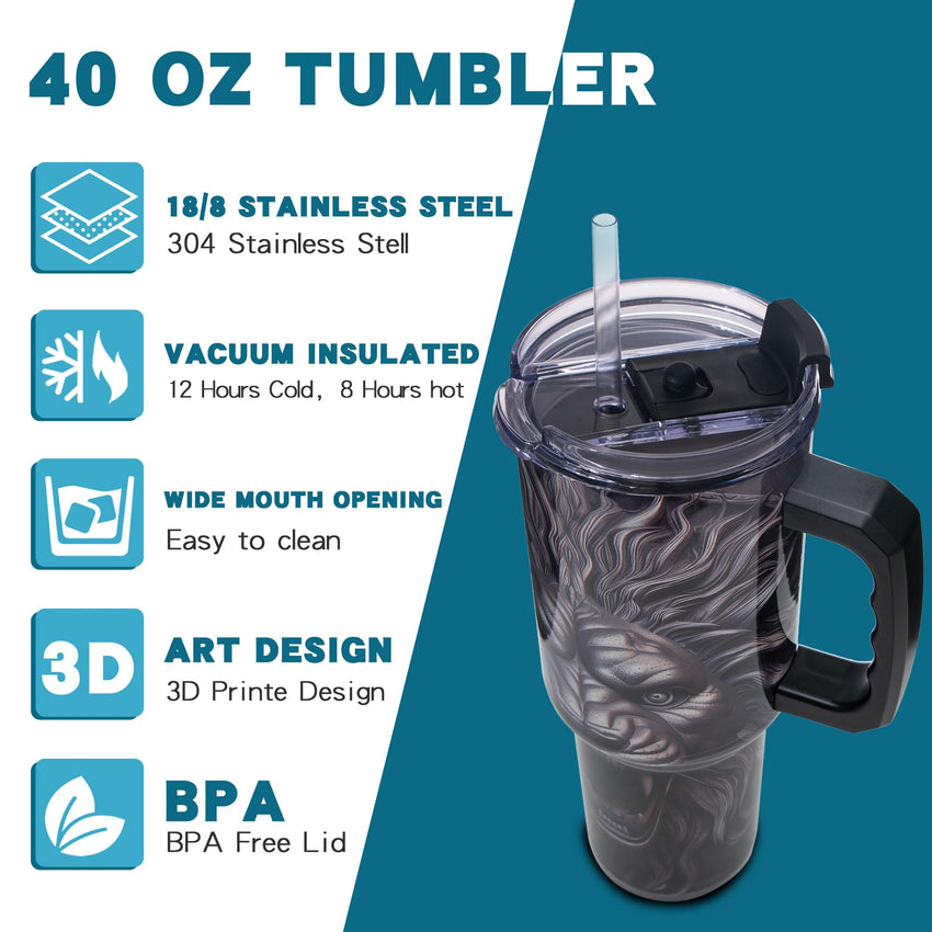Gome 40oz Neon Gaming Tumbler - Gamer Gifts for Men & Boys - Birthday Gifts for Game Lovers, Boyfriend Insulated Stainless Steel Gamer Cup with Handle - 7DAY'S