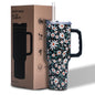 Gome Sunflower 40 oz Tumbler with Handle - Insulated Stainless Steel Sunflower Cup with Lid and Straw - Keeps Drinks Cold and Hot, Inspirational Birthday Gifts for Women - Hand Wash Only - 7DAY'S