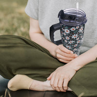 Gome Sunflower 40 oz Tumbler with Handle - Insulated Stainless Steel Sunflower Cup with Lid and Straw - Keeps Drinks Cold and Hot, Inspirational Birthday Gifts for Women - Hand Wash Only - 7DAY'S