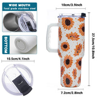 Gome Sunflower 40 oz Tumbler with Handle - Insulated Stainless Steel Sunflower Cup with Lid and Straw - Keeps Drinks Cold and Hot, Inspirational Birthday Gifts for Women - Hand Wash Only - 7DAY'S