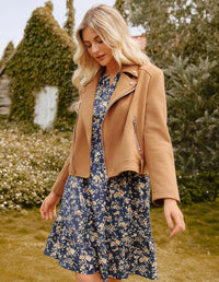 GRACE KARIN 2025 Women's Long Sleeve Henley V - Neck Smocked Waist Floral Mini Tiered A Line Dresses with Pockets - 7DAY'S