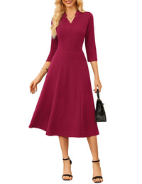 GRACE KARIN Business Dresses for Women Wear to Work Dresses 3/4 Sleeve Midi Aline Dress with Pockets - 7DAY'S