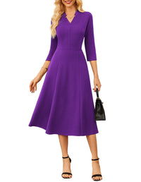 GRACE KARIN Business Dresses for Women Wear to Work Dresses 3/4 Sleeve Midi Aline Dress with Pockets - 7DAY'S