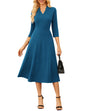 GRACE KARIN Business Dresses for Women Wear to Work Dresses 3/4 Sleeve Midi Aline Dress with Pockets - 7DAY'S