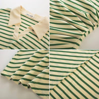 GRACE KARIN Women's Casual Summer Dresses Striped Polo V Neck Cap Sleeve Side Slit Ruched Bodycon Stretch Midi Dresses - 7DAY'S