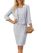 GRACE KARIN Women's Sequin Lace Dress with Jacket 3/4 Sleeve Two Piece Mother of The Bride Dresses Formal Wedding Guest Dress - 7DAY'S