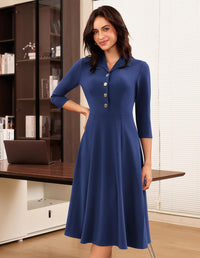 GRACE KARIN Work Dresses for Women 2025 3/4 Sleeve V - Neck Semi Formal Fit and Flare Church Dresses with Pockets - 7DAY'S