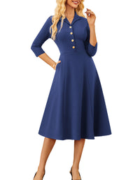 GRACE KARIN Work Dresses for Women 2025 3/4 Sleeve V - Neck Semi Formal Fit and Flare Church Dresses with Pockets - 7DAY'S