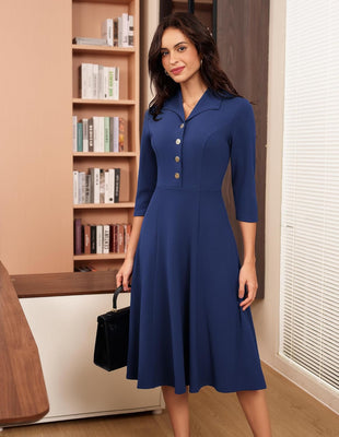 GRACE KARIN Work Dresses for Women 2025 3/4 Sleeve V - Neck Semi Formal Fit and Flare Church Dresses with Pockets - 7DAY'S