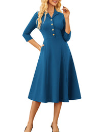 GRACE KARIN Work Dresses for Women 2025 3/4 Sleeve V - Neck Semi Formal Fit and Flare Church Dresses with Pockets - 7DAY'S