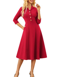 GRACE KARIN Work Dresses for Women 2025 3/4 Sleeve V - Neck Semi Formal Fit and Flare Church Dresses with Pockets - 7DAY'S