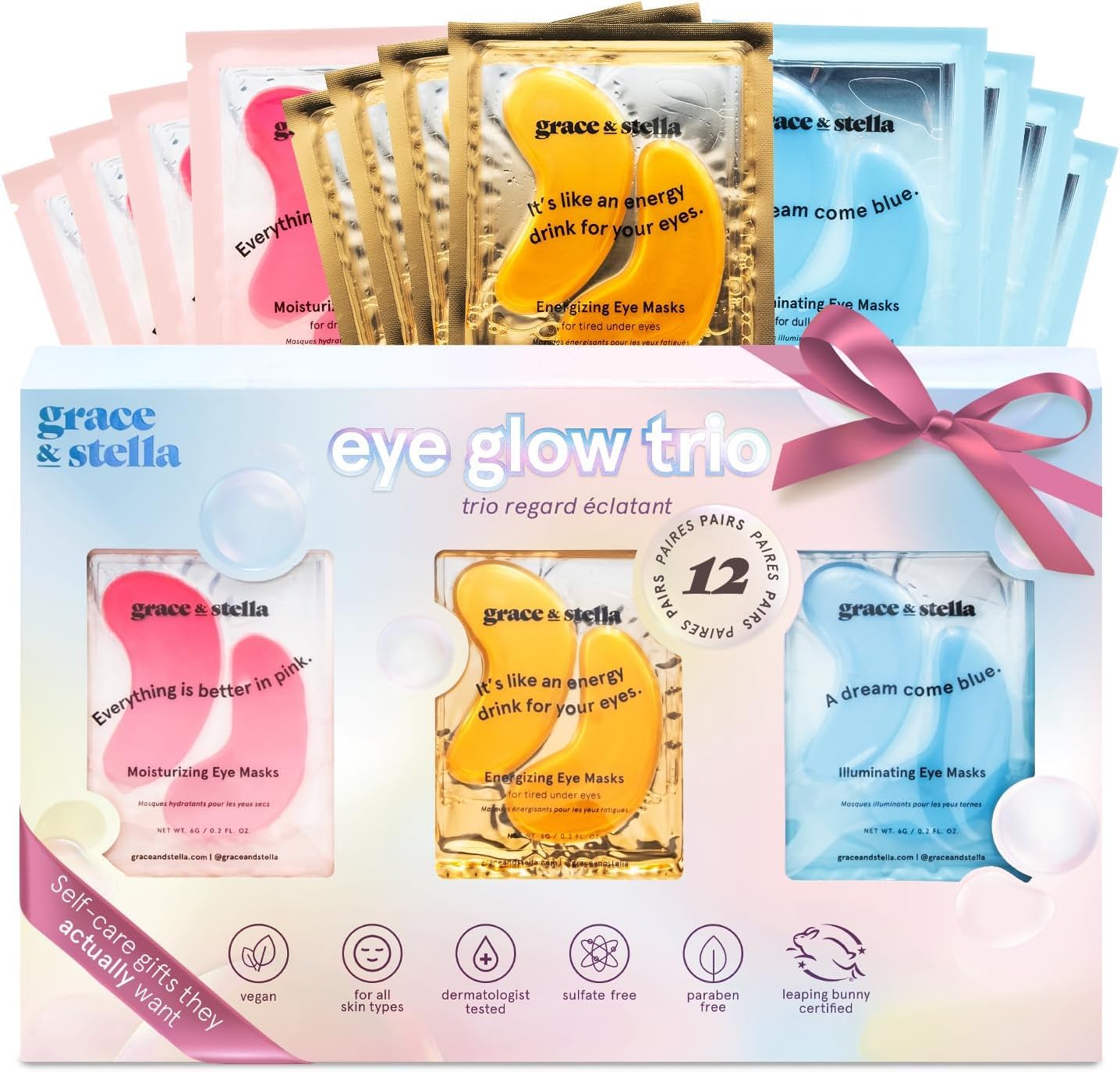 grace & stella Award Winning Under Eye Mask - Travel Essentials - Birthday Gifts for Women - Gel Eye Patches for Dark Circles, Puffy Eyes, Wrinkles, Undereye Bags - Vegan - Self Care (24 Pairs, Gold) - 7DAY'S