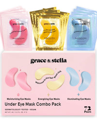 grace & stella Award Winning Under Eye Mask - Travel Essentials - Birthday Gifts for Women - Gel Eye Patches for Dark Circles, Puffy Eyes, Wrinkles, Undereye Bags - Vegan - Self Care (24 Pairs, Gold) - 7DAY'S