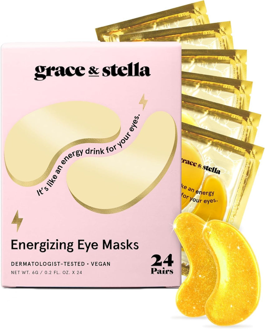grace & stella Award Winning Under Eye Mask - Travel Essentials - Birthday Gifts for Women - Gel Eye Patches for Dark Circles, Puffy Eyes, Wrinkles, Undereye Bags - Vegan - Self Care (24 Pairs, Gold) - 7DAY'S