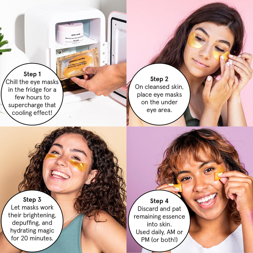 grace & stella Award Winning Under Eye Mask - Travel Essentials - Birthday Gifts for Women - Gel Eye Patches for Dark Circles, Puffy Eyes, Wrinkles, Undereye Bags - Vegan - Self Care (24 Pairs, Gold) - 7DAY'S