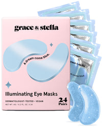 grace & stella Award Winning Under Eye Mask - Travel Essentials - Birthday Gifts for Women - Gel Eye Patches for Dark Circles, Puffy Eyes, Wrinkles, Undereye Bags - Vegan - Self Care (24 Pairs, Gold) - 7DAY'S
