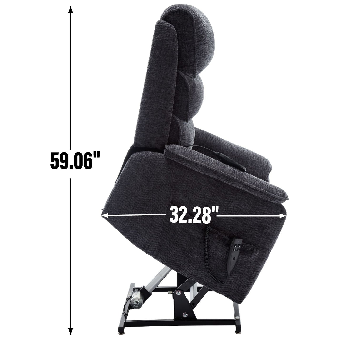 Grey Chenille Dual Motor Infinite Position Up to 350 LBS Power Lift Recliner Chair with Power - Remote, Heat Massage and Heavy Duty Motion Mechanism - 7DAY'S